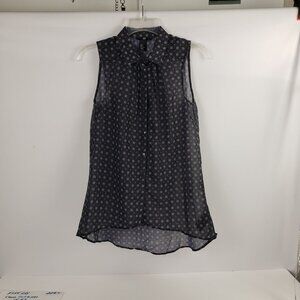 H&M Size 2 Black Semi-Sheer Women Sleeveless Patterned Spring Summer